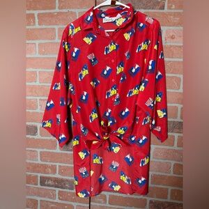 Vintage 80s Shapely Pop Art Tunic Button Down.